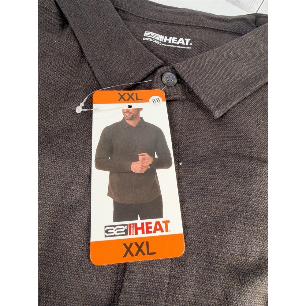 32 Degrees Heat Mens Long Sleeve Button Up Shirt XXL Brown 1802325